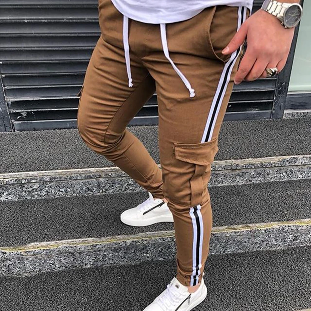 OA Мужская мода Tide бренд Jogger контрастные цвета фитнес длинные тренировочные брюки бодибилдера тренировки Slim Fit колготки брюки