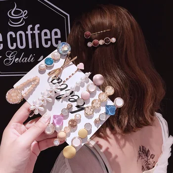 

2-3 Pcs Korean Simple Temperament Crystal Pearl Geometry Hairpins for Sweet Girl Women Fashion Duckbill Clip Hair Accessories