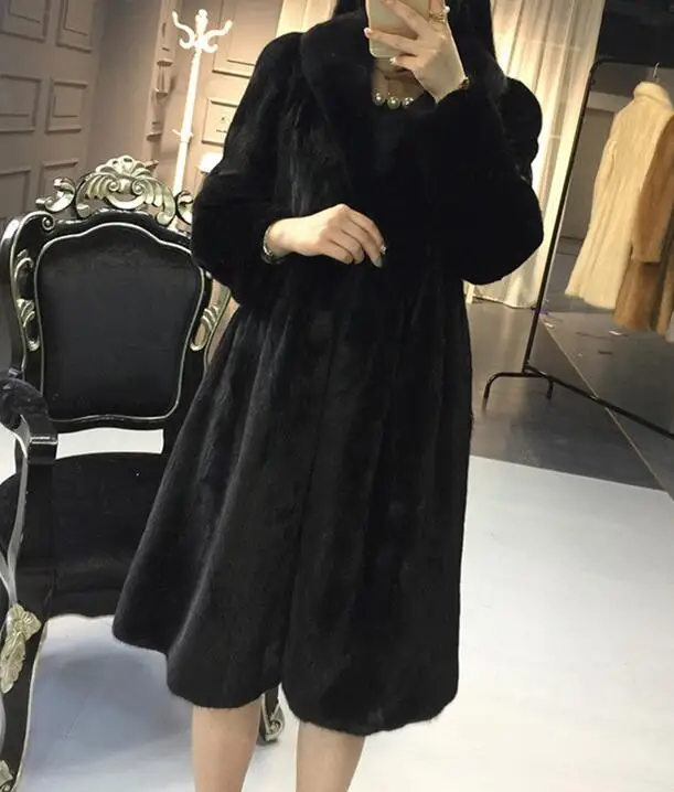 S-6XL, хит, Весенняя женская новая мода, большой размер, длинная норковая тонкая шуба из искусственного меха для похудения