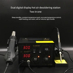 SAIKE 852D ++ – Station de soudage 2 en 1 SMD, fer à souder, pistolet à Air chaud 