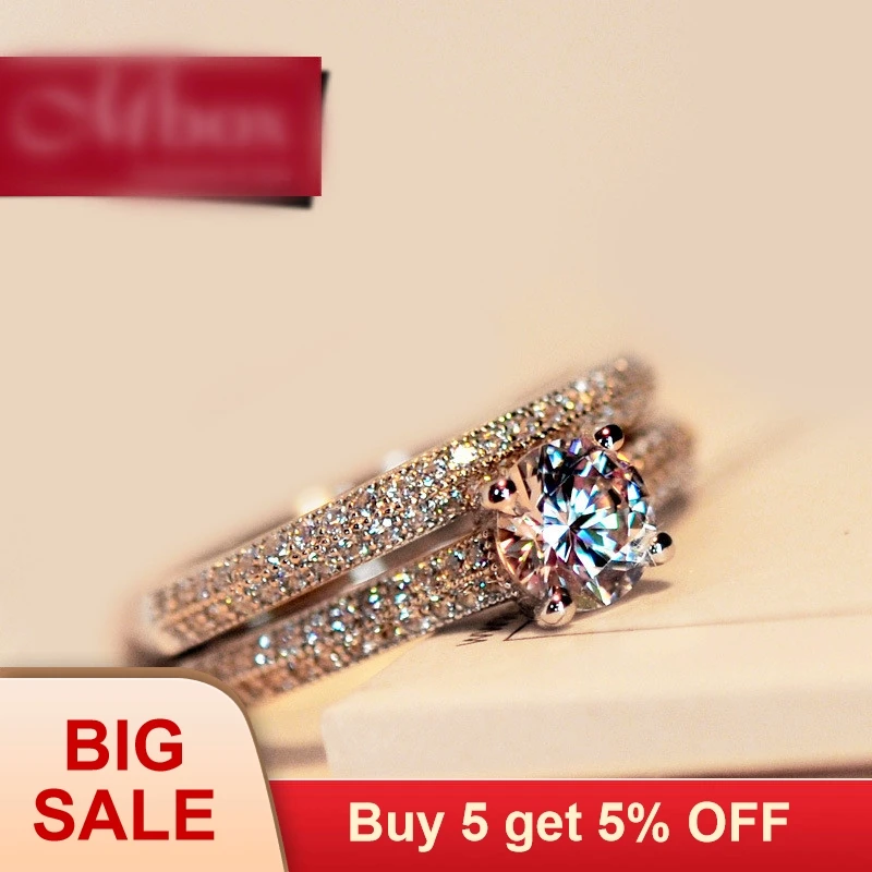 

Classic Genuine Stone 5A Zircon stone 925 Sterling Silver Women Engagement Wedding Band Ring Set Sz 4-12 Gift