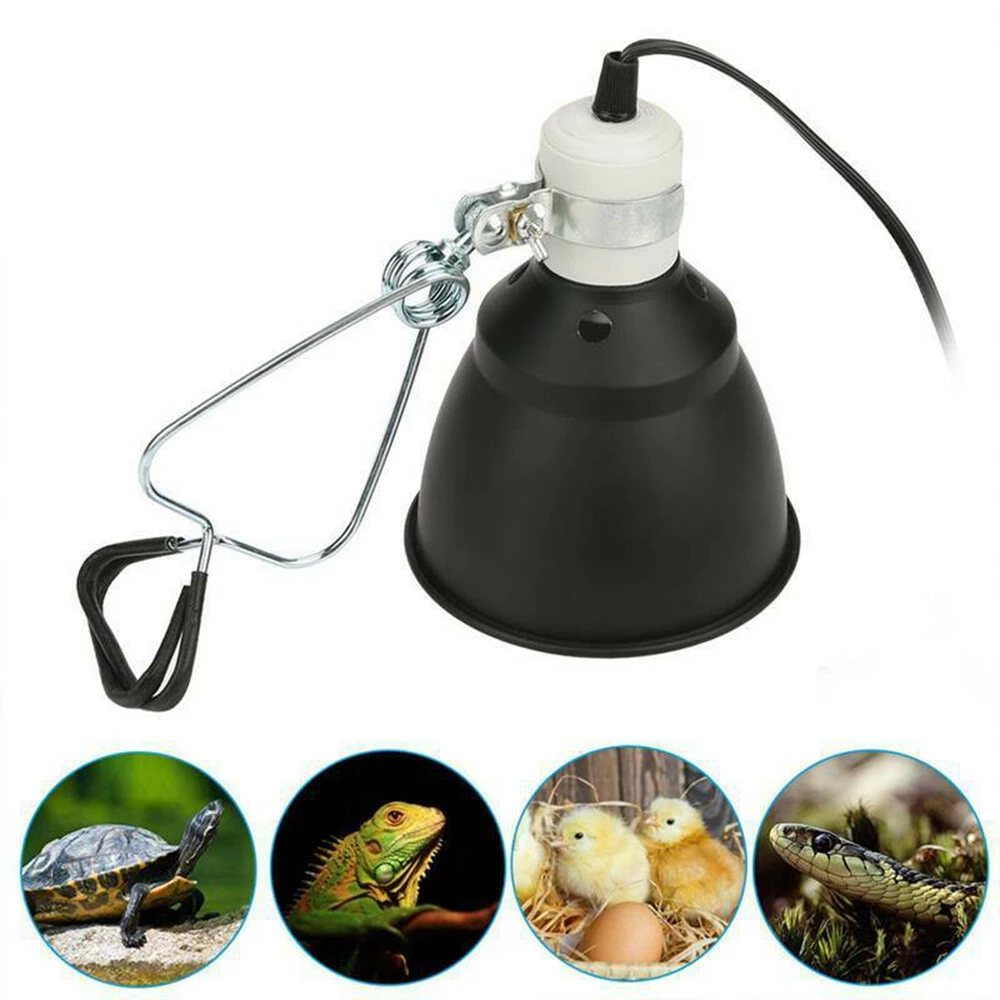 

300W Lamp Shade Aluminum UVA/UVB Heating Lamp Shade Pet Anti-scald Net Cover Protection for Reptile Dome Holder UK/US/AU/EU Plug