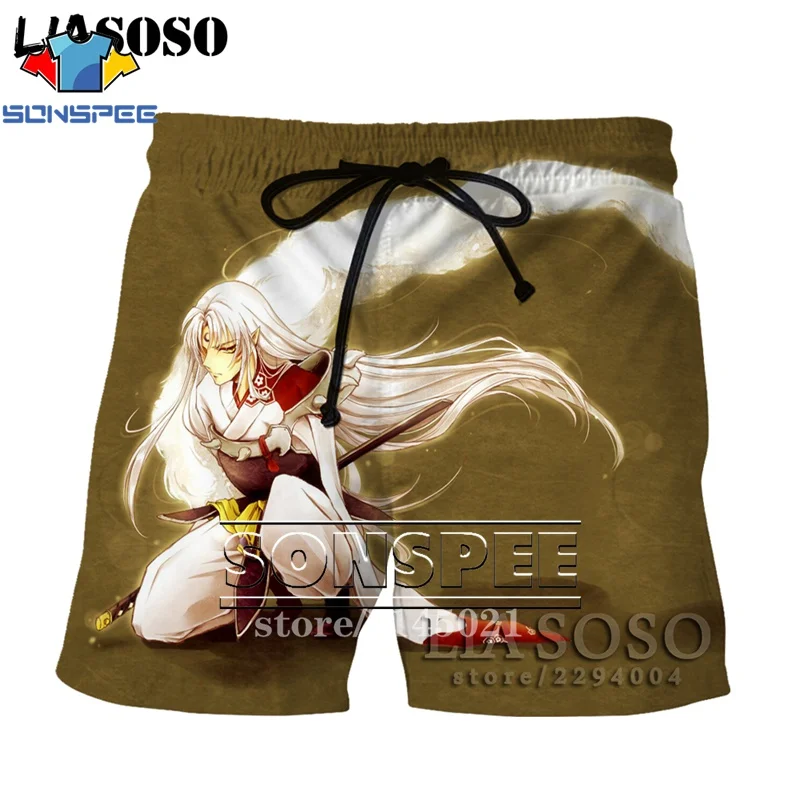 SONSPEE, 3D принт, аниме, Inuyasha, мужские, женские, дышащие, пляжные шорты, летние, для фитнеса, штаны, повседневный стиль, качественная спортивная одежда, D08 - Цвет: Фиолетовый