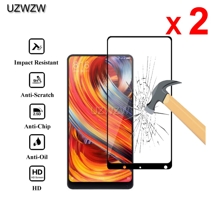 

2pcs Tempered Glass For Xiaomi Mi Mix 2 Mix 2S Full Cover 2.5D Screen Protector Protective Tempered Glass For Xiaomi Mi Mix 2S 2