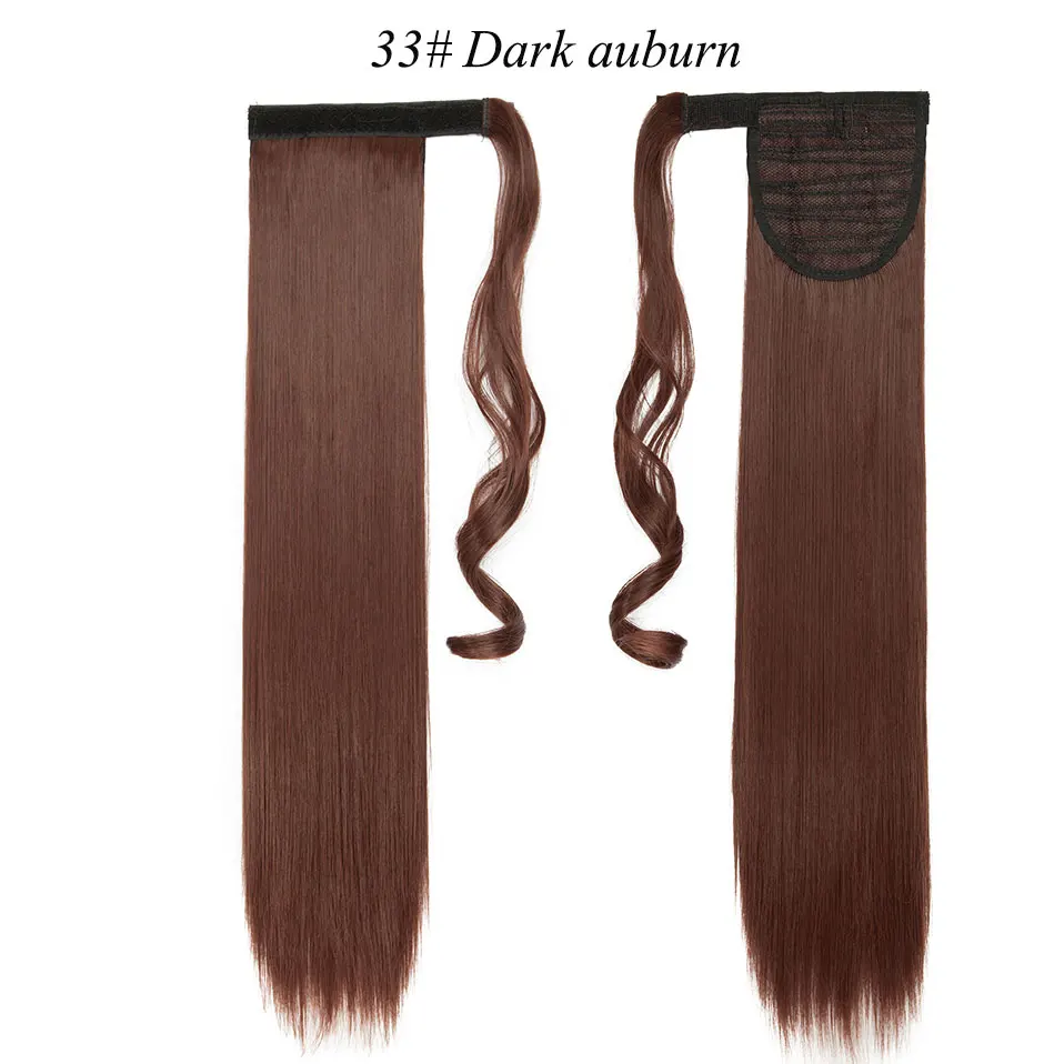 S-noilite 24 ''длинные прямые синтетические конский хвост обертывание вокруг клип в конский хвост наращивание волос термостойкие волосы хвост - Цвет: dark auburn