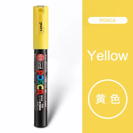 yellow 3 шт Япония UNI POSCA Маркер Краска Ручка PC-1M ручная краска ed картина в стиле комикса поп-плакат рекламная ручка 0,7 круглая головка вода - Цвет: yellow