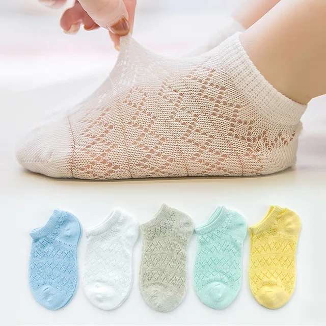 5 Pairs/Lot Children Cotton Socks Boy Girl Baby Infant Ultrathin Fashion Breathable Solid Mesh Socks  6
