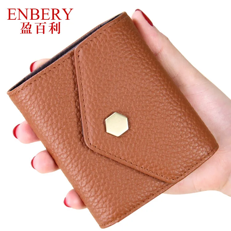 

Hot Selling Korean-style Fashion Genuine Leather Card Bag Solid Color Card Bit More Cowhide Organ Wallet Change ID Holder Card C