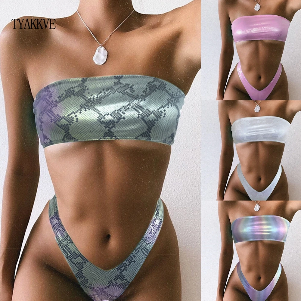 

Bandeau Low waist Thong bikinis 2020 mujer Neon swimsuit Halter female swimwear women top Sexy High Cut bathing suit bathers