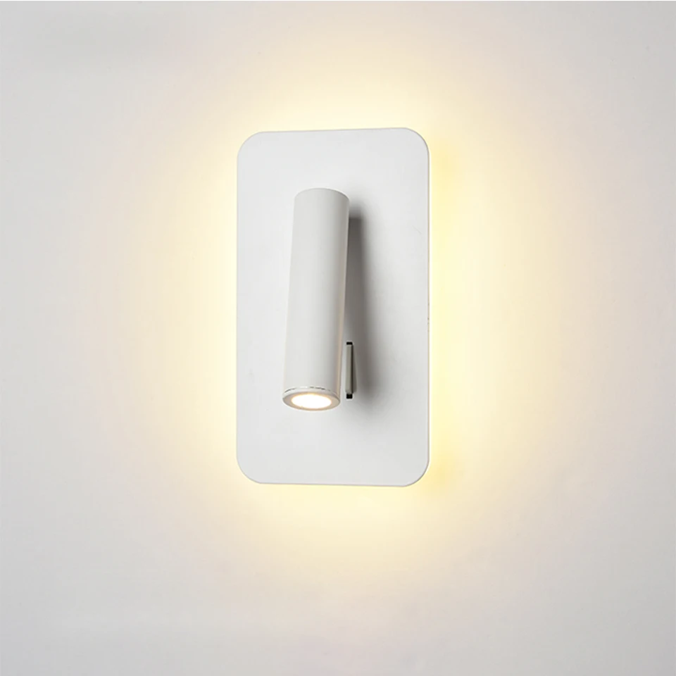 Светодиодный настенный светильник 3 Вт, светильник для чтения и 6 Вт задний светильник, вращающийся настенный светильник из алюминиевого сплава, Регулируемый переключатель для спальни