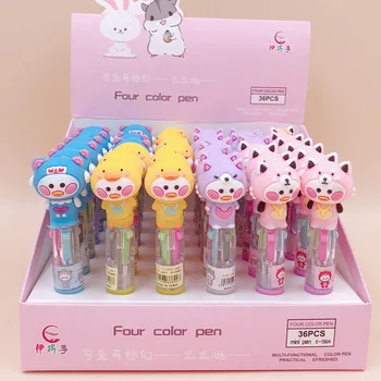 

36 pcs/lot Cartoon Bear 4 Colors Ballpoint Pen Cute mini ball pens School Office writing Supplies Stationery Gift