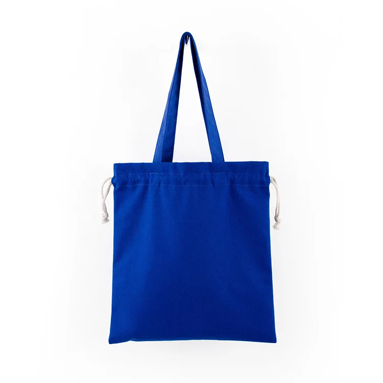 new blank portable drawstring canvas bag hot shoulder bag cotton cloth boutique tote bag large capacity shopping bag