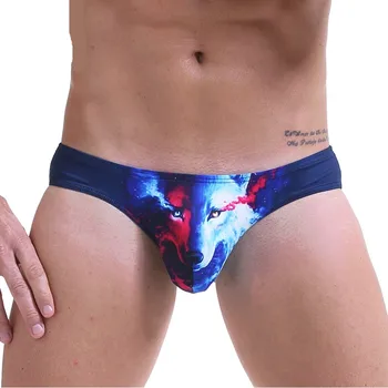 

New Sexy Mens Briefs Ice Silk Underwear 3D Animal Print Plus Size Low-Waist Anti-Bacterial Breathable Underwear Male Lingerie