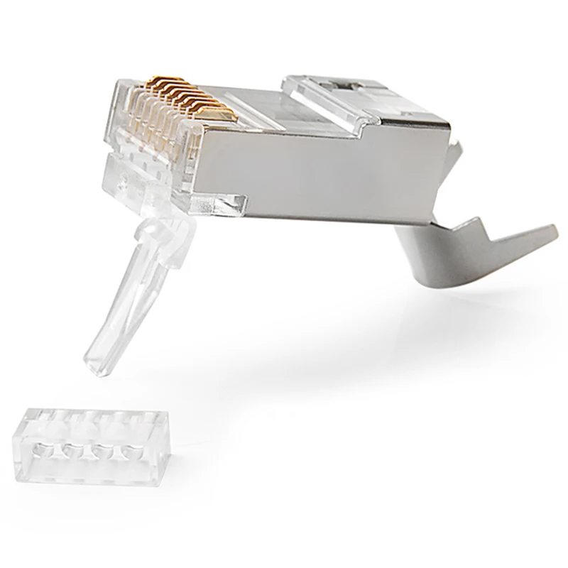 Rj45 разъем Rj 45 Ethernet Кабельный разъем Cat7 Cat6A 8P8C Stp экранированный Cat 7 сетевые терминалы 1,3 мм 50 шт