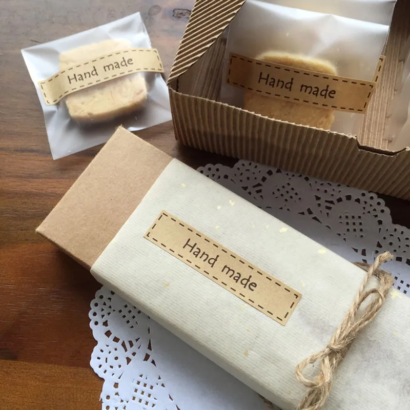 

MissYe Store 80pcs handmade sticker sealing labels kraft paper custom for DIY Hand Made Gift Candy Paper Tags