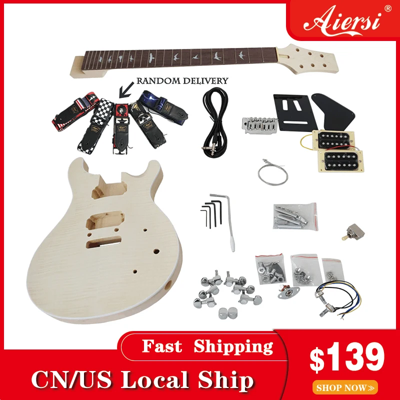 

Aiersi Unfinished DIY Custom 24 SE PRS Electric Guitar Kits With All Hardwares and Instruction BookEK-010