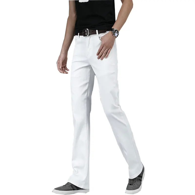 

Men's Jeans New Men's Micro Flare Jeans Korean Style Elastic Casual Flare Pants White Jeans