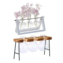 2 шт стеклянная бутылка ваза гидропонная растительная прозрачная ваза деревянная рамка декор для кофейни комнаты украшение стола стол ваза(три в