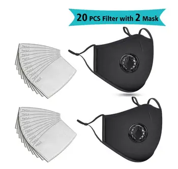 

20PCS Filter Fashion Mask masks face Masks Anti-dust bacterial Respirator Washable Reusable protective mask Unisex Mouth Muffle