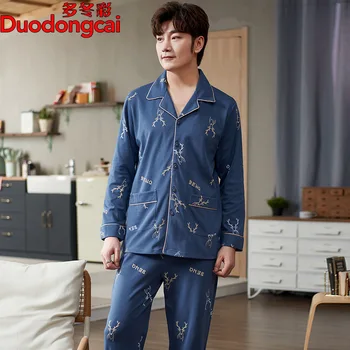 

More Winter Color 2020 Autumn and Winter New Style Men Cotton Clothing Fold-down Collar Set Long Sleeve Trousers Manufacturers D