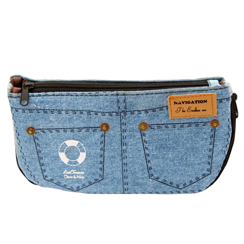 light blue Джинсовая синяя женская сумка для макияжа джинсовая тканевая сумка для телефона для путешествий женская сумка женская косметичка - Цвет: light blue