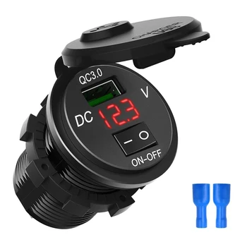 

Car Acessories Quick Charge 3.0 USB Socket Digital Display Voltmeter ON-OFF Switch Car Marine ATV Motorcycle Sewiyolin Baseus