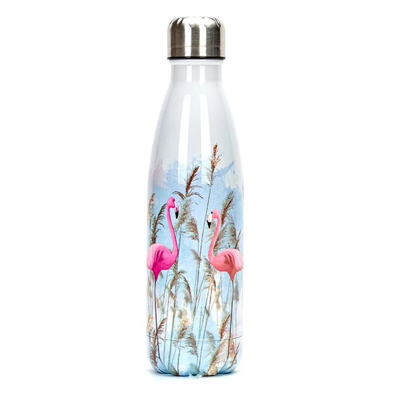 New Flamingo Floral Water Bottle BPA free Stainless Steel Thermos Bottle Gym Sport Travel Insulated Cup Mug Christmas Tumbler