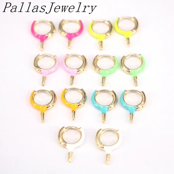 

10Pairs New fashion summer hot selling mini Huggie hoops Neon colorful enamel small hoop gold filled earring