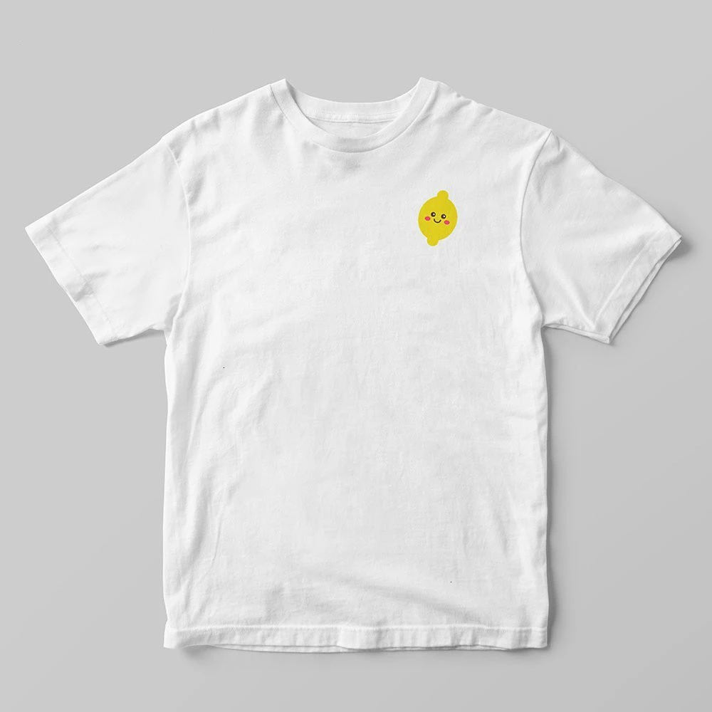 Happy Lemon Fruit простая футболка для женщин Готический корейский стиль Kawaii Tumblr размера
