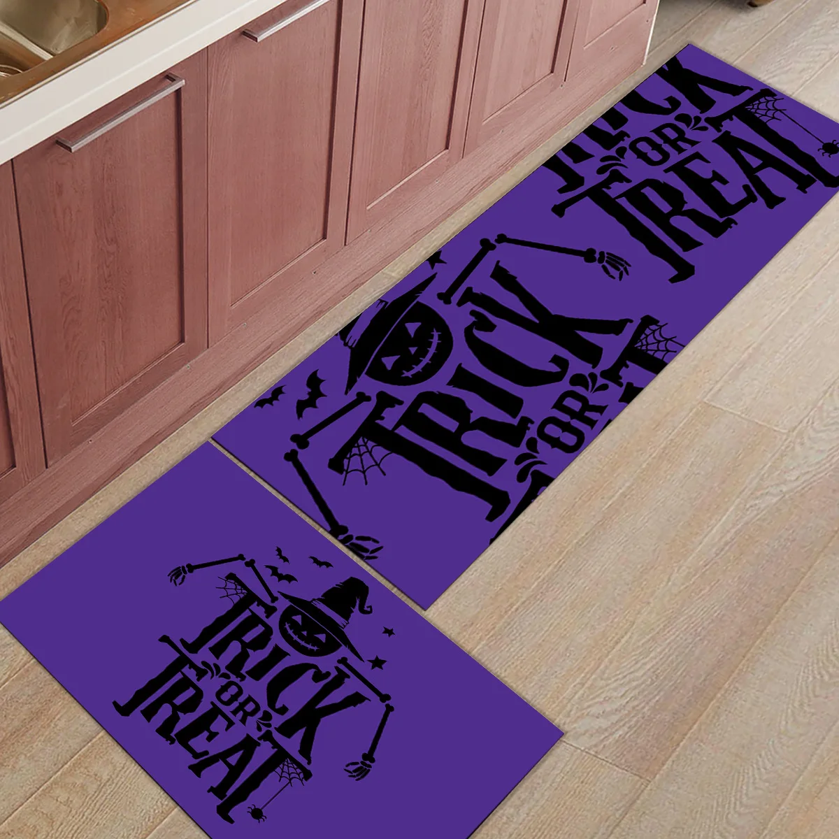 В стиле Хэллоуин Тыква трюк или лечение 2 шт. коврик для кухонных дверных ковриков для входного пути грязь мусор Траппер водопоглощающий