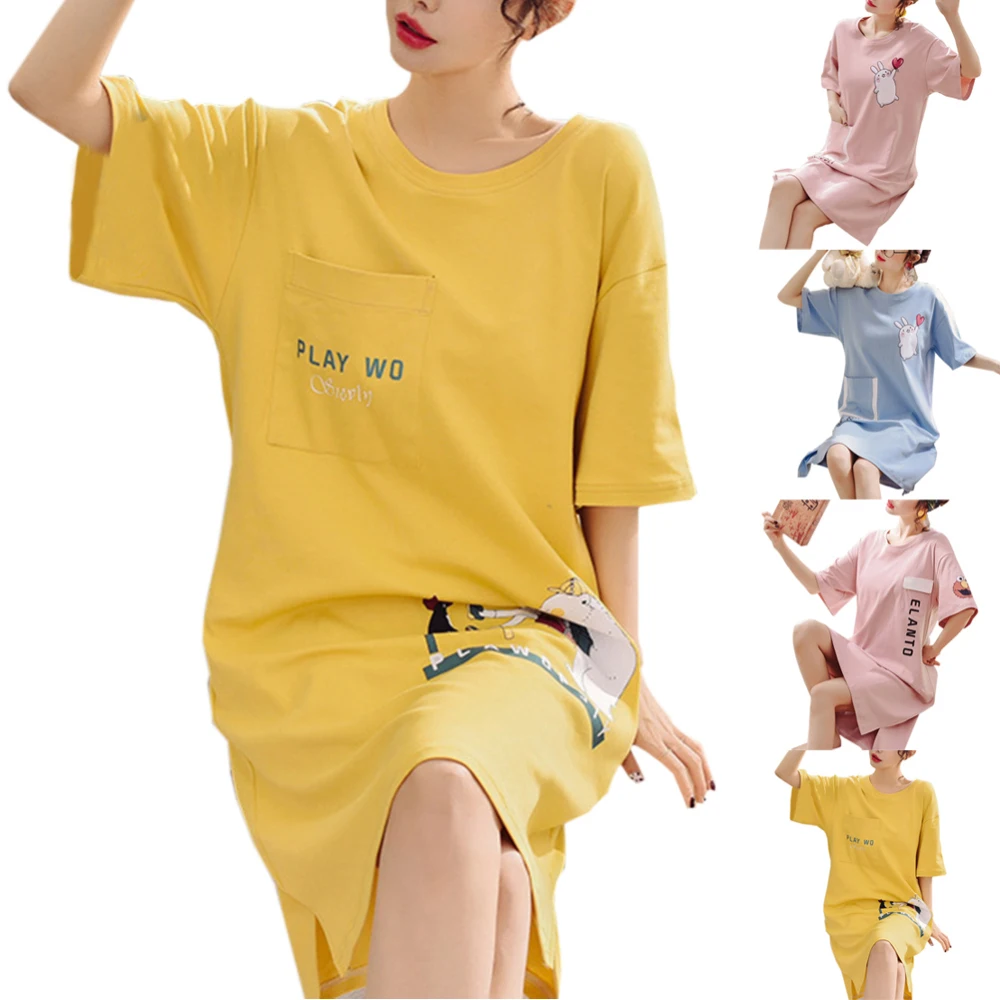 Girls Short sleepwear Gown Summer Cotton Pajama Robe Home Wear Sleepwear