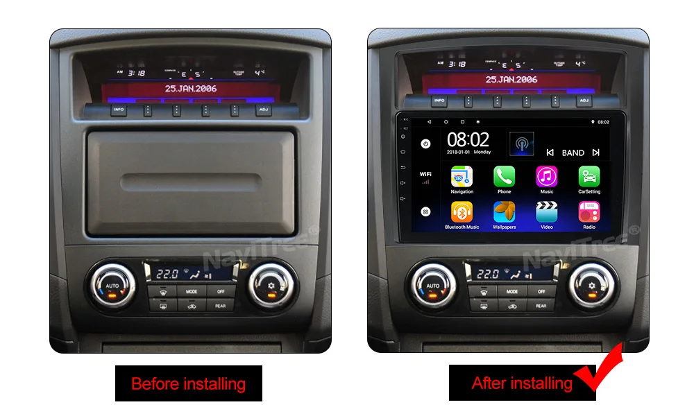 NaviTree 9 дюймов ips 2.5D T3 Android 9,0 автомобильный Радио мультимедиа для Mitsubishi PAJERO V97/V93 2013- SWC wifi USB bluetooth FM