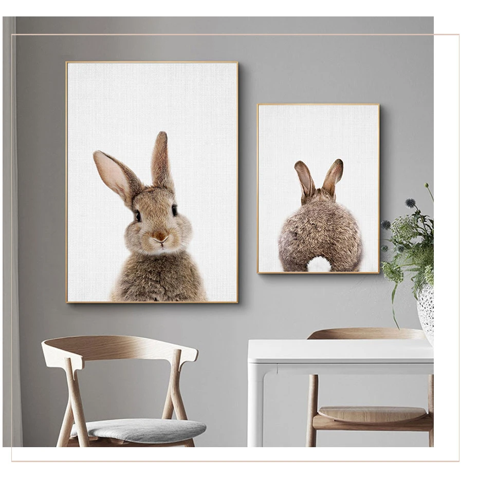 Кролик BunnyTail лесной животный детский Декор цветок холст картина девушки плакат печать стены Искусство картина Детская комната Домашний декор