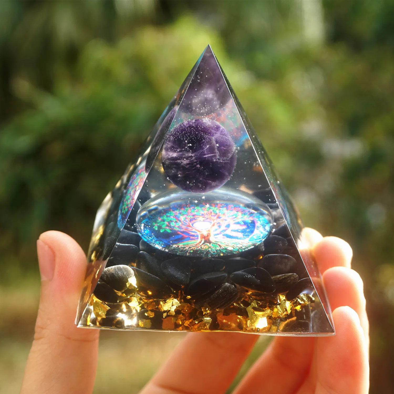 Orgonite Pyramid 60mm Amethyst Crystal Sphere Sadoun.com