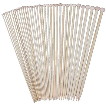 

18 Sizes 36cm Single Pointed Bamboo Knitting Needles Set Kit (2.0mm - 10.0mm)