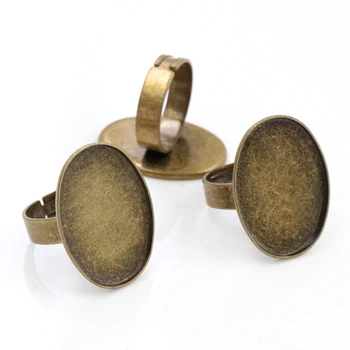 

18x25mm 5pcs Antique Bronze Plated Brass Oval Adjustable Ring Settings Blank/Base,Fit 18x25mm Glass Cabochons J3-11