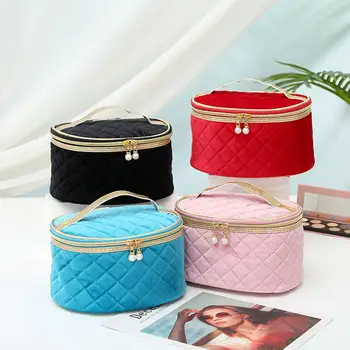 

Creative Multi-function Travel Cosmetic Bags Female Velvet Makeup Pure Color Organizer Large Capacity Storage Box Case