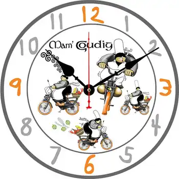 

WONZOM Chefs Riding Bicycles Modern Style Modern Wooden Cardboard Clock,Round Wall Clock for Home Decor Living Room 6-16 inch