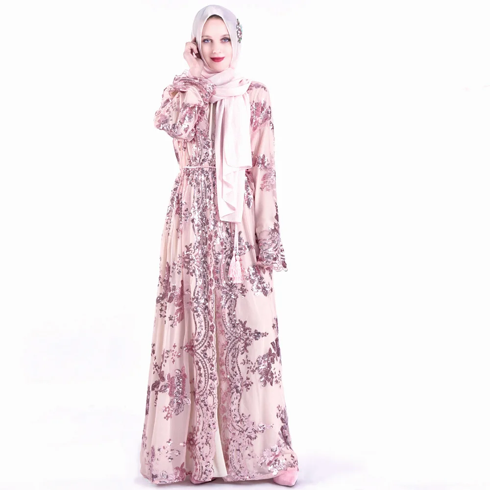 Abaya исламское модное летнее платье шифоновый пояс с вышивкой женский халат