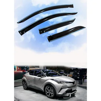 

Fit For Toyota C-HR CHR 2017-2018 Chrome Window Visors Guard Vent Deflectors Trim Side 4pcs