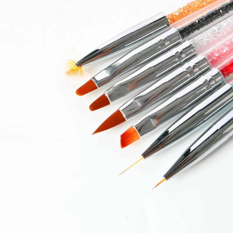 7Pc Professional Nail Art Brush Set UV Gel Acrylic Design Gel Polish Flat Painting Drawing Pen Manicure Nail Decorations Tools