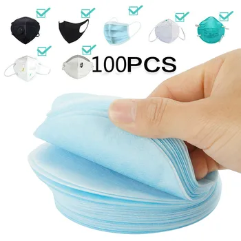 

100pc Disposable Mask Pad 3 Layers PM2.5 Filter Paper Anti Haze Dust Mouth Mask Pad Filter Paper Disposable Mask Replacement Mat