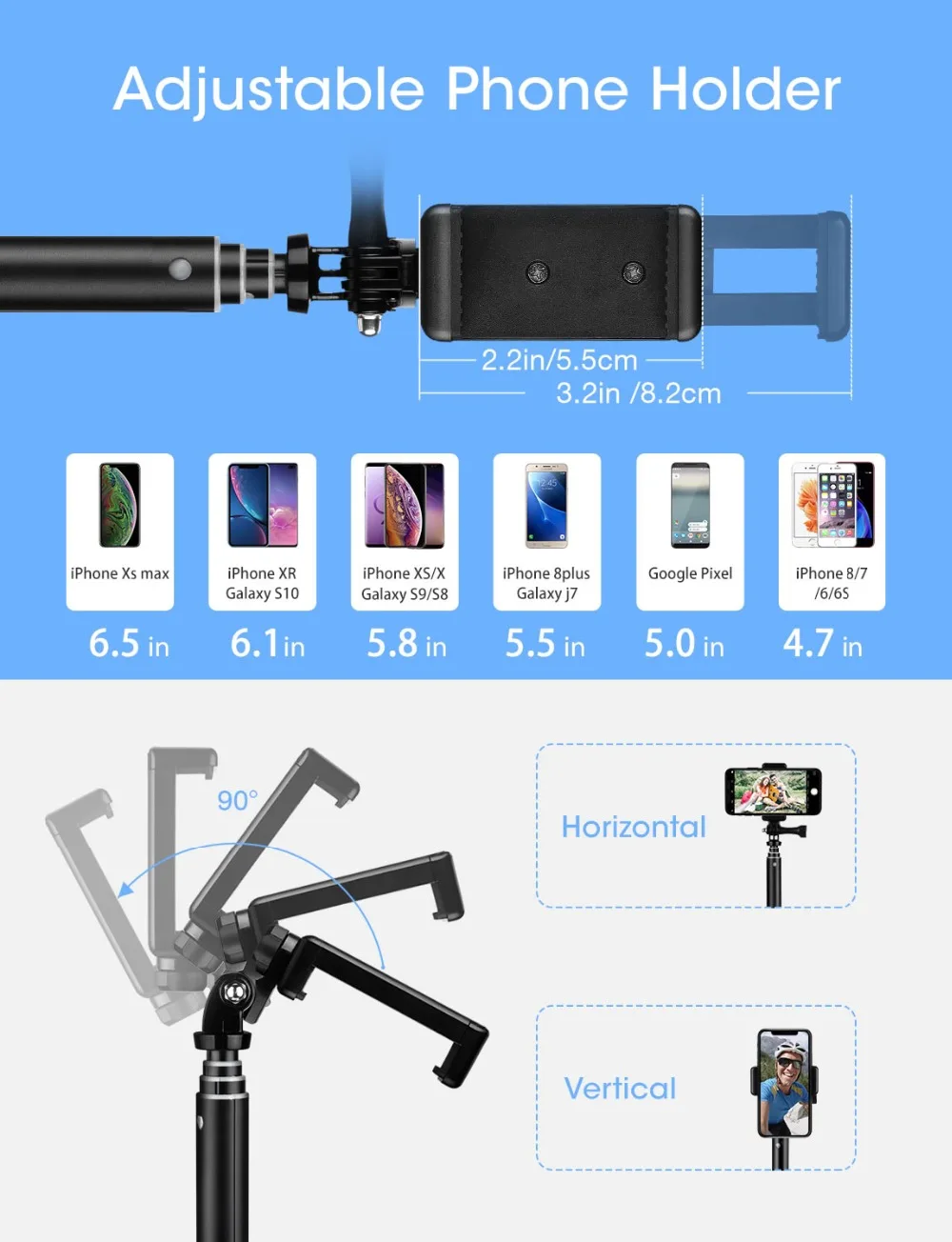Mpow 074 Bluetooth Selfie Stick Extendable Selfie Stick Tripod Built-in GoPro Connector Detachable Tripod Stand For Phone Selfie (4)