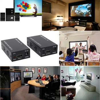 

HDMI EXTENDER RJ45 LAN Cable Up to 200FT Kit 1080P/3D 60M,Transmitter Receiver Support HDMI1.4 LED indicator light CEC