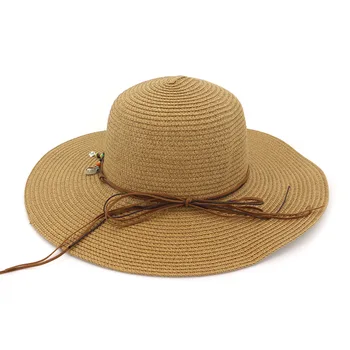 

2020 Fashion New Wide Brim Solid Color Casual Straw Hat Tide Colorful Wood Summer Beach Hat Women'S Hat