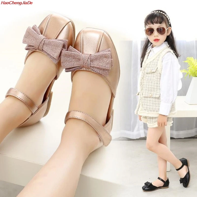 

Summer New Girls Sequins Sandals Kids Fashion Buckle Butterfly Fish Mouth Sandals Children High Heels Girl Princess Dance Shoes