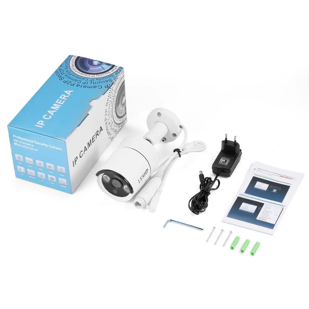 Review  LESHP HD 4.0MP POE IP Bullet Camera Outdoor Waterproof Security Camera Day/Night Vision Motion Dete