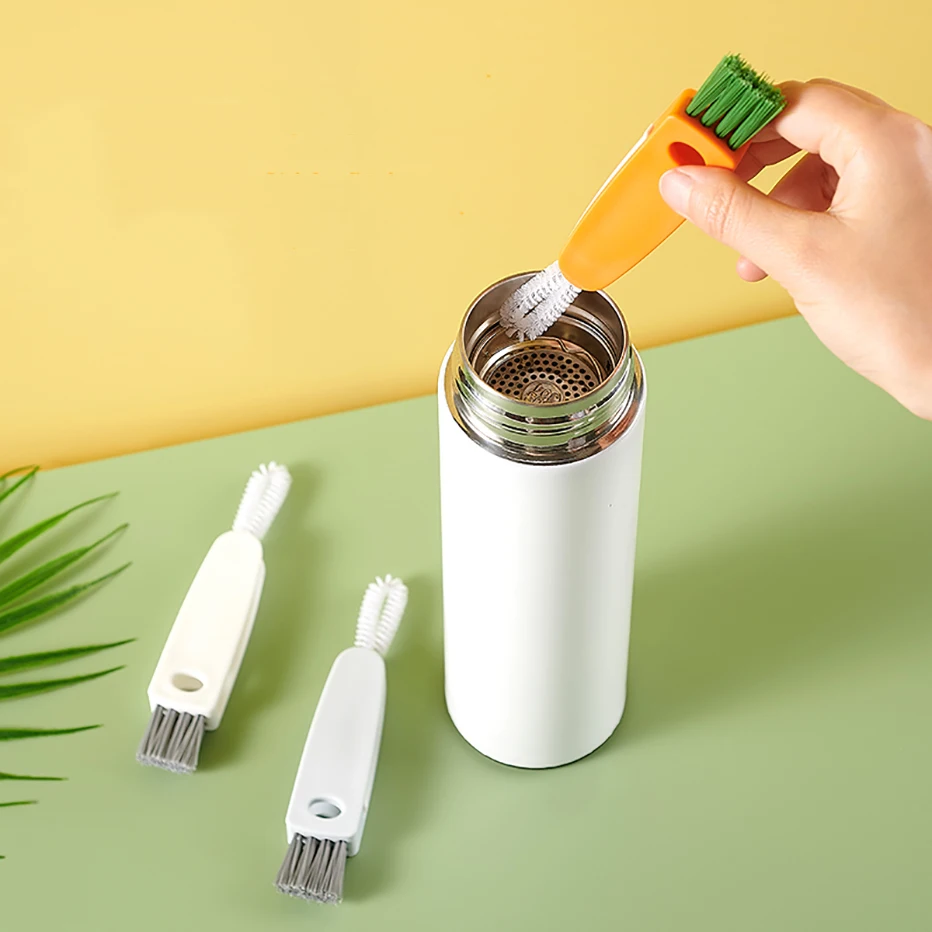 Evjurcn Pack of 3/6 Multipurpose Bottle Gap Cleaner Brush Cup Lid