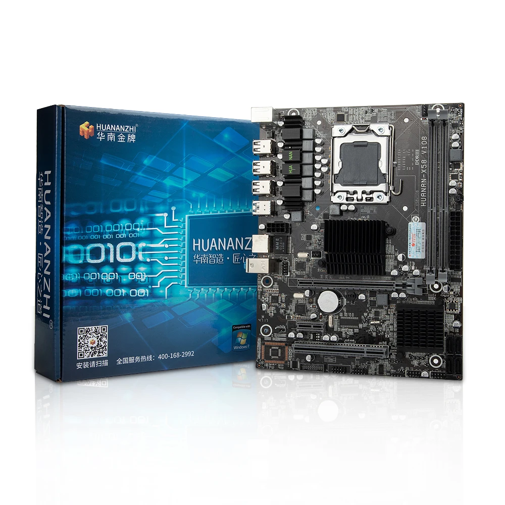 HUANANZHI X58 LGA1366 материнская плата со скидкой X58 настольная материнская плата с USB3.0 портом процессор Xeon X5650 2,66 ГГц с кулером