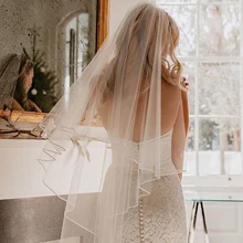White Ivory wedding Veil Shoulder Length One-Layer Short Veil with Comb Wedding Veil Velos de Noiva Soft Bridal Veil for Girls
